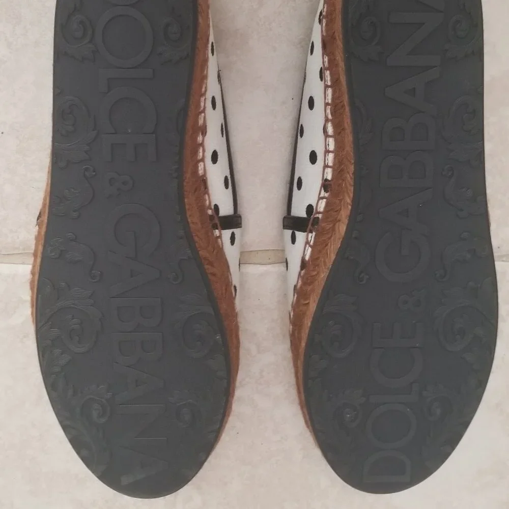 RARE EXCLUSIVE DOLCE & GABBANA CHERRY POLKA DOT EMBELLISHED ESPADRILLES FLATS
